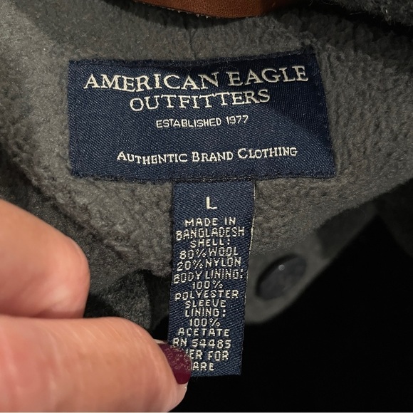 American Eagle Gray Wool Pea Coat Size Large - Picture 5 of 6